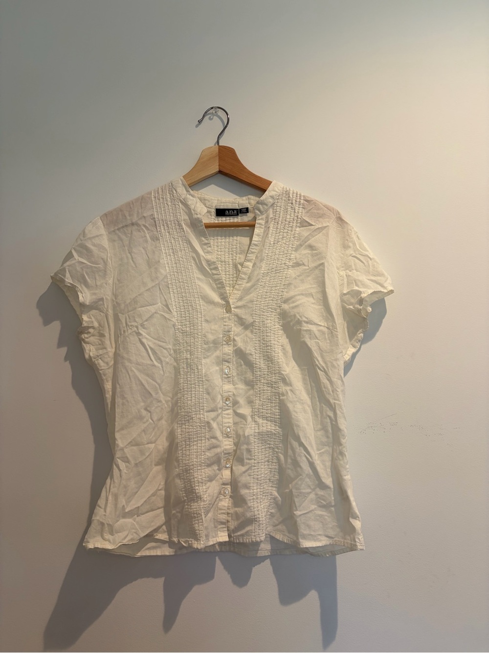 Ivory Pintuck Button-Front Blouse